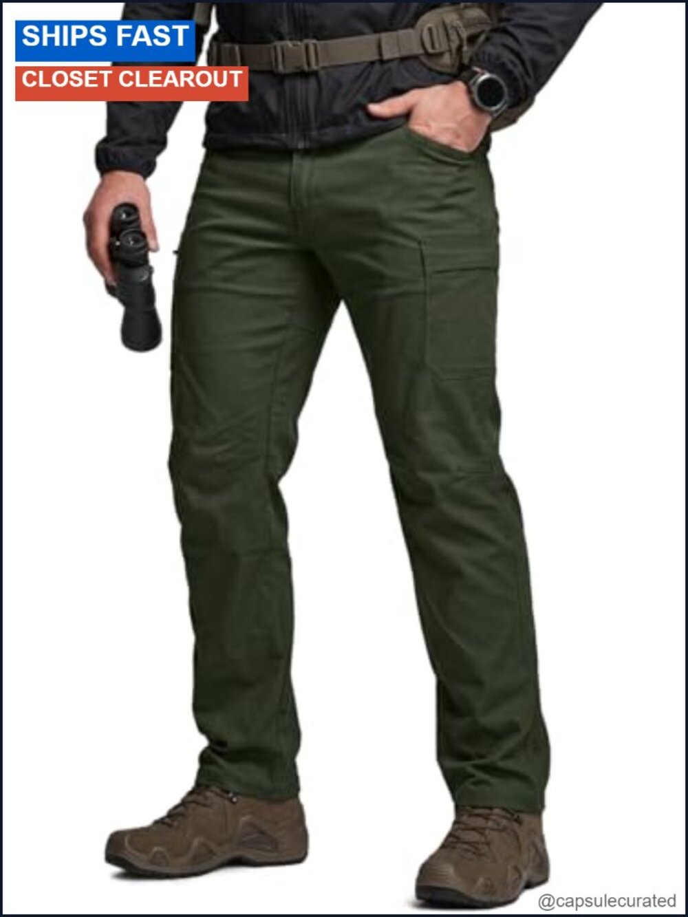 Men's Active Flex Tactical Pants, Water Resistant Lightweight Stretch Cargo
